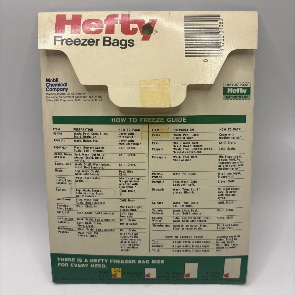 Vtg 80's HEFTY Freezer Bags Clear Ties 4x8